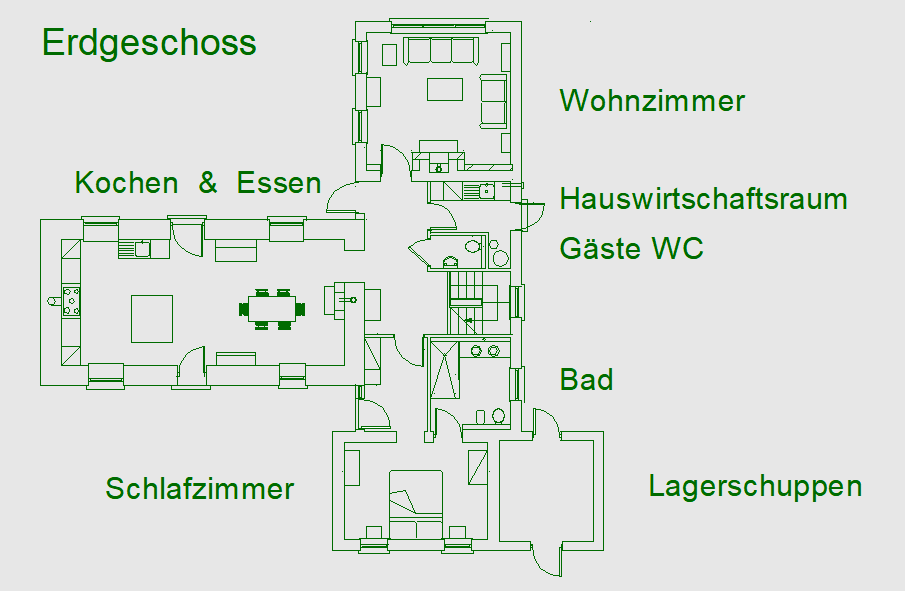 Ferienhaus Spunkane Hill Ausstattung Grundriss Erdgeschoss